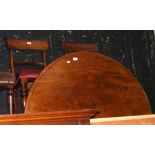 Victorian mahogany half round hall table, together with two chairs