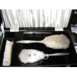 Silver back dressing table set in presentation case