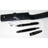 Mont Blanc fountain and ballpoint pen in original leather case