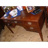 Edwardian mahogany desk with five drawers to the front