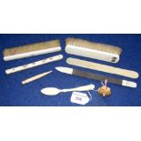 Small selection of ivory, including brush, nail file, etc.