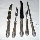 Five piece silver handled carving set