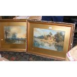 SAMUEL TOWERS RCA - pair of watercolours - "After The Day's Work" and "Cleeve Mill on River