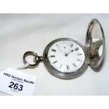 A full hunter fine silver pocket watch with English lever key-wind movement