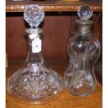 Silver mounted cut glass decanter and stopper, together with one other