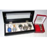 Six assorted new gent's wrist and pocket watches