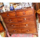 A 19th century mahogany chest of two short and three long graduated drawers