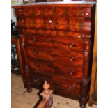 A 19th century mahogany Scottish chest of one deep, three graduated and two secret drawers with