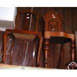 Victorian hall chair, together with a cane work seated chair