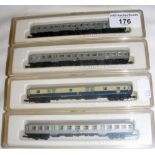 Four boxed Marklin Mini-Club Z gauge carriages - 8717 (2), 8716 and 8722