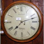 Mahogany cased single fusee wall clock by Samuel Lelli, Newport