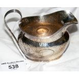Silver cream jug in hammered style - Chester 1909 by Nathan & Hayes