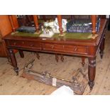 Victorian mahogany Partner's desk with green leather top and four drawers to the apron - 136cm x
