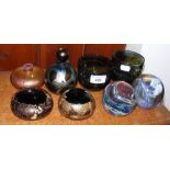 Isle of Wight and other glass paperweights, ditto perfume flask, etc.