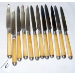 A set of twelve bone handled Georgian silver fruit knives