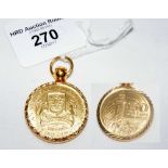 A 150 Dollars "Anniversary Founding of Singapore" gold coin in pendant mount - 30.8g all in