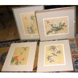 A set of four oriental paintings of bird and flower