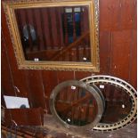 Antique oval wall mirror, together with two others