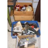 Four boxes of vintage car parts, including Triumph 1300, Vauxhall VW Beetle, etc.