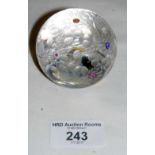 St Louis clear glass paperweight with seven coloured flowers