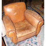 Art Deco brown leather easy chair