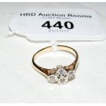 A diamond ring in 9ct gold setting