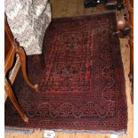 Antique Middle Eastern rug with red ground and geometric border - 160cm x 102cm