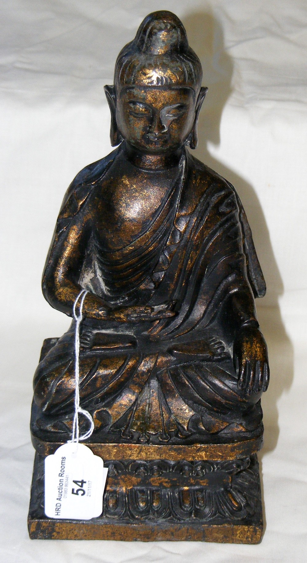 Chinese gilt bronze Buddha - seated - probably Ming period - 25cm high