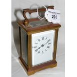 A 13cm high brass cased carriage clock