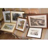 Large quantity of original watercolours, engravings, including one of Ventnor Mill