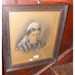 SIR PHILIP BURNE-JONES - original painting entitled "Mrs Goldmann" - 1909 - monogrammed - 36cm x