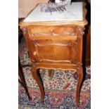 Antique marble top French pot cupboard on cabriole supports