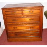 An antique chest of two short and three long drawers