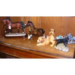 Two ceramic horse ornaments, etc.