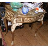 A painted French desk on cabriole supports