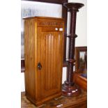 Oak pot cupboard, together with a plant stand