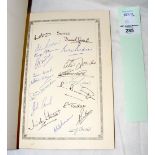 A book containing "Autographs of International County and Cricket Personalities" - H C Locks 1966