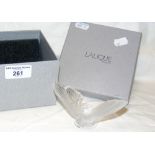 A Lalique frosted glass butterfly ornament - 11.5cm wide - with original box and mark to base