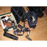Selection of SLR cameras - Pentax and other, with lenses, tripods, etc.