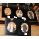 A pair of Victorian miniatures, together with three silhouettes