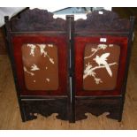 Pair of 87cm high oriental panels with applied ivory decoration