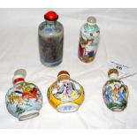 Five Chinese snuff bottles - some with signatures
