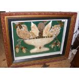 An unusual antique shell montage - framed and glazed - 55cm x 70cm