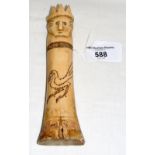A carved bone king like figure - possibly prisoner of war - 16.5cm
