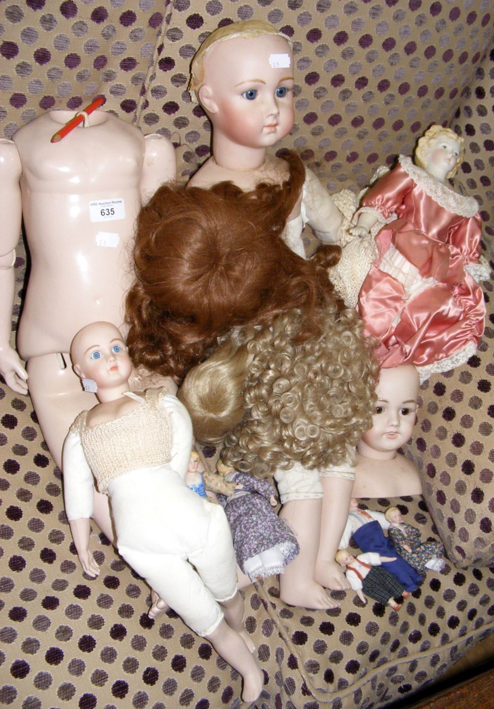 Antique dolls, doll parts