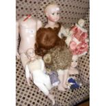 Antique dolls, doll parts