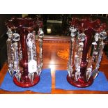 A pair of 23cm high Victorian glass lustres