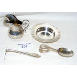 A silver jug, pin dish, etc.