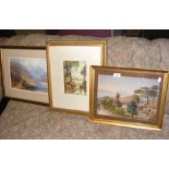 Original watercolour - Mountain river scene, together with two others