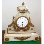 Antique alabaster mantel clock - 32cm high